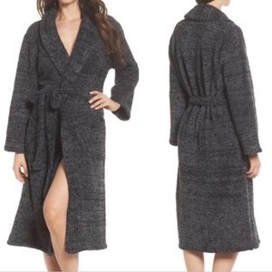 Barefoot Dreams Cozychic dark grey long duster pocket front robe size 2